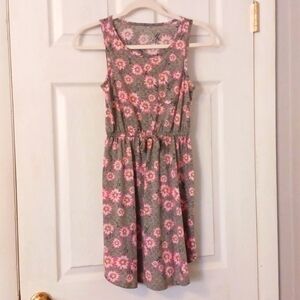 SO American heritage Girls size 12 gray pink floral sleeveless dress